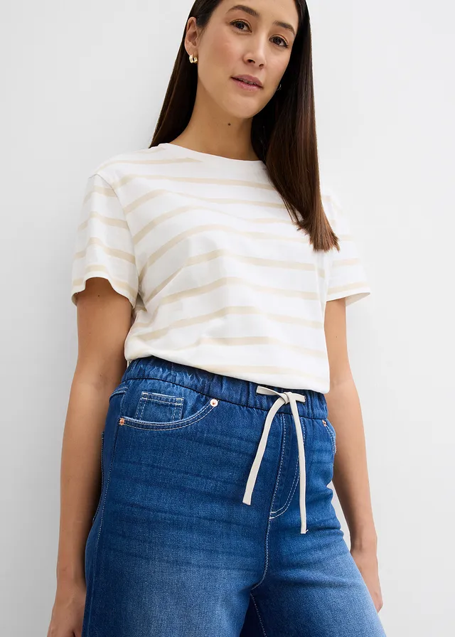Džíny se širokými nohavicemi a pohodlným pasem, High Waist • nočně modrý denim used • bonprix obchod