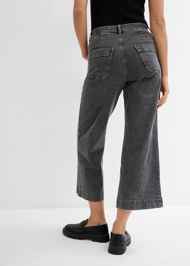 Jean large, taille haute, raccourci • gris clair denim used • product-page.page-title-suffix