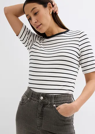 Straight jeans, high waist, split • lichtgrijs denim • bonprix online shop