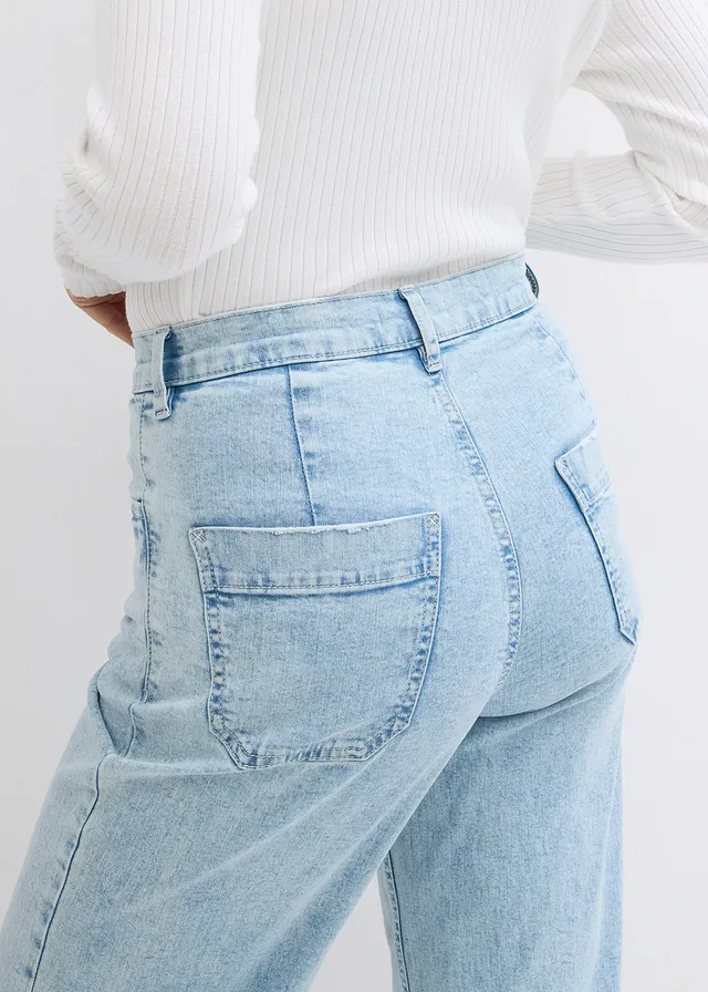 Jean large, taille haute, raccourci • bleu glacier denim used • product-page.page-title-suffix