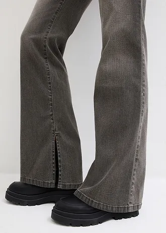Straight jeans, high waist, split • lichtgrijs denim • bonprix online shop