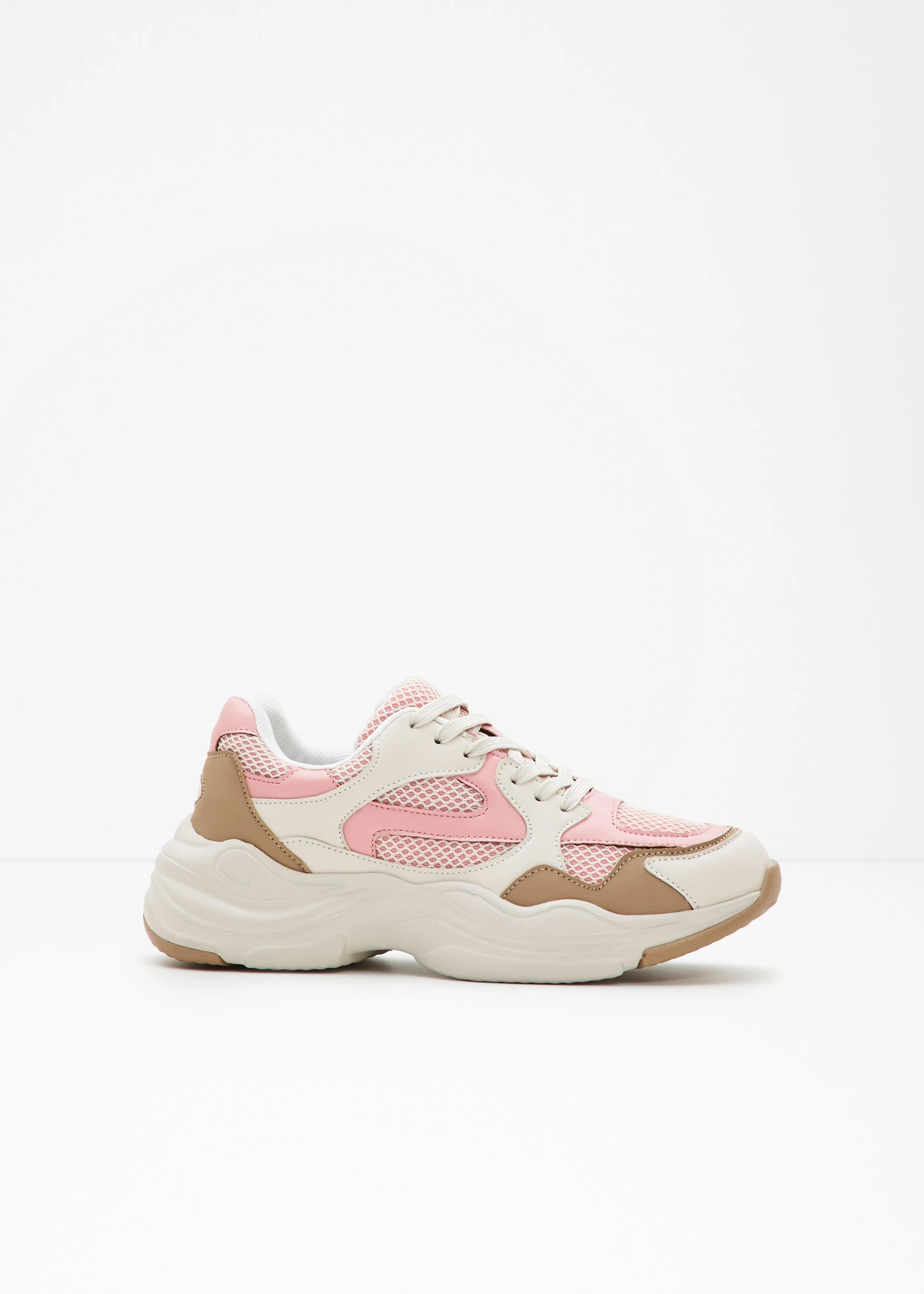 Chunky sneakers met lichte zool • ecru/soft roze/groenbeige • bonprix online shop