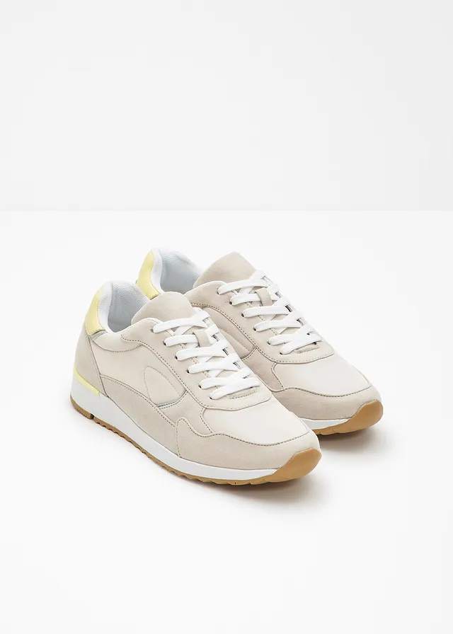 Sneakers in retrolook, Kleur: naturel-lichtgeel