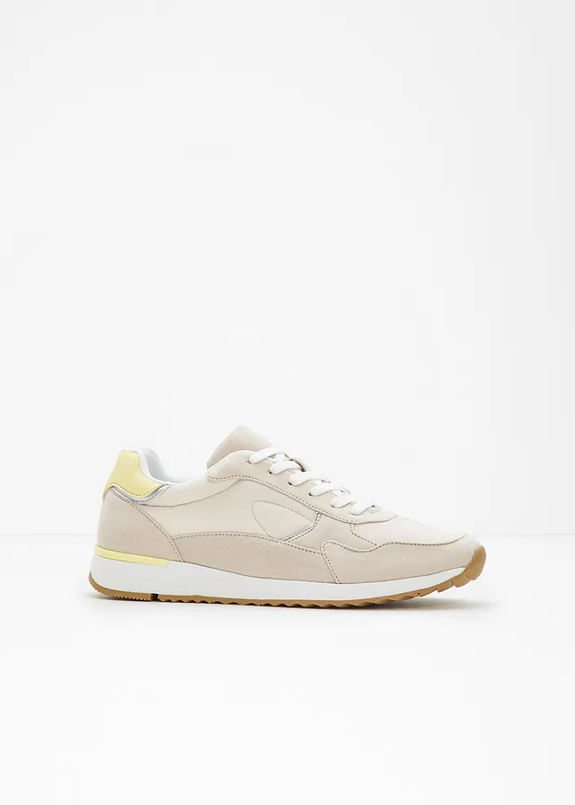 Sneakers in retrolook, Kleur: naturel-lichtgeel