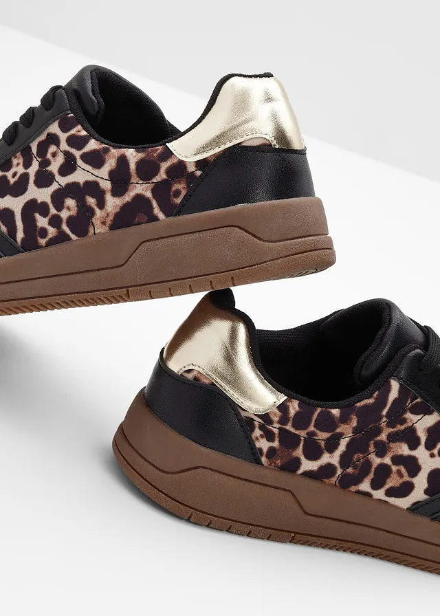 Sneakers à détails animaliers • noir + beige léopard • product-page.page-title-suffix