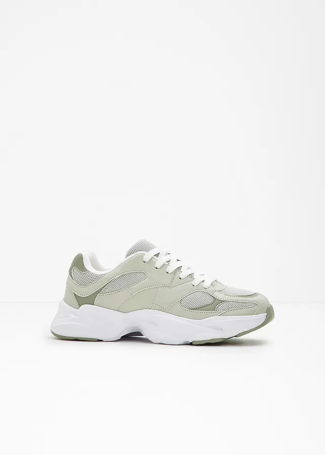 Chunky sneakers met lichte zool • lichtrietgroen • bonprix online shop