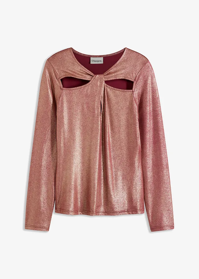 Longsleeve met cut-outs • rododendronrood • bonprix online shop