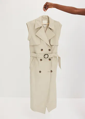 Trenchcoat met afneembare mouwen • rookkaki • bonprix online shop