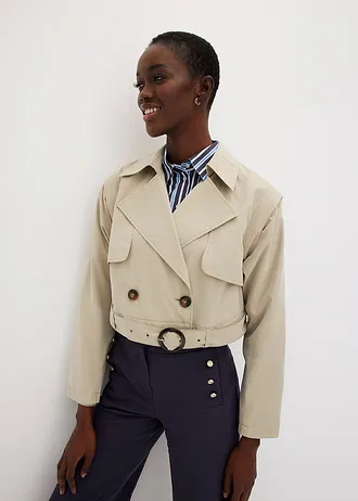 Trenchcoat met afneembare mouwen • rookkaki • bonprix online shop