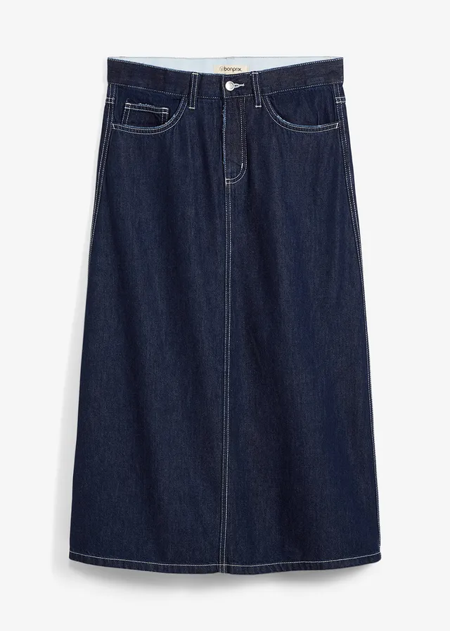 Fustă de blugi mid waist, talie comodă, super soft