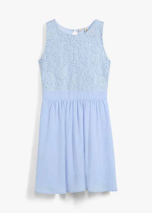 Robe courte à dentelle • bleu poudré • Boutique bonprix