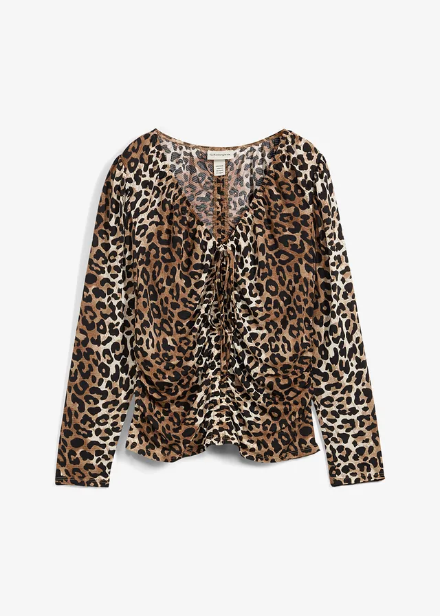 Tričko s dlhým rukávom a nariasenými detailmi