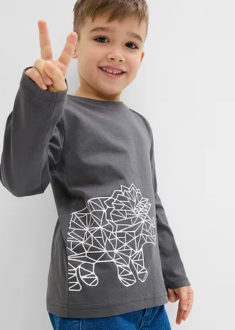 Bluză cu mâneci lungi din bumbac organic 100% • gri închis • magazin bonprix