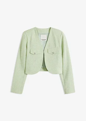 Korte blazer van bouclé • lichtrietgroen gemêleerd • bonprix online shop