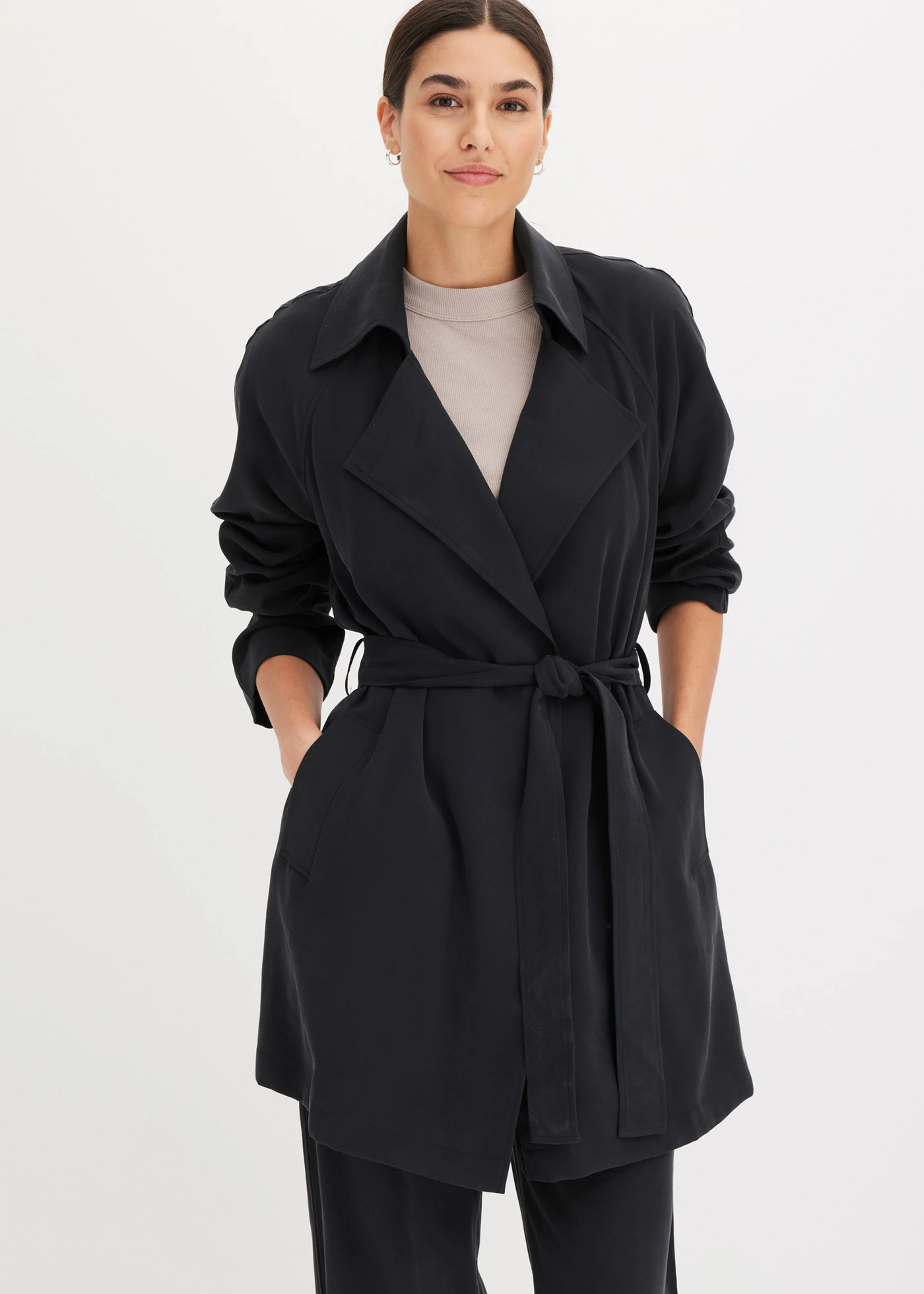 korte trenchcoat • zwart washed • bonprix online shop