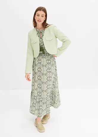 Korte blazer van bouclé • lichtrietgroen gemêleerd • bonprix online shop