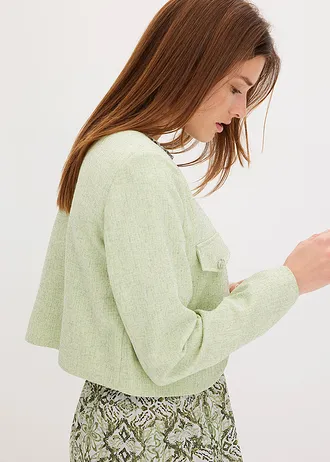 Korte blazer van bouclé • lichtrietgroen gemêleerd • bonprix online shop
