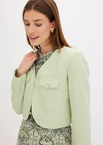 Korte blazer van bouclé • lichtrietgroen gemêleerd • bonprix online shop