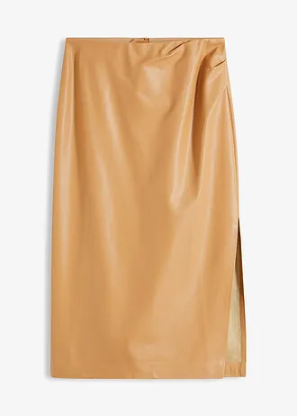 Midi sukně z umělé kůže