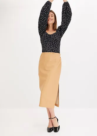 Shirt z długim rękawem i marszczeniem • czarno-biały • bonprix obchod