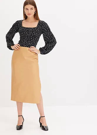 Shirt z długim rękawem i marszczeniem • czarno-biały • bonprix obchod