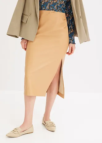 Midi sukně z umělé kůže • kapučíno • bonprix obchod