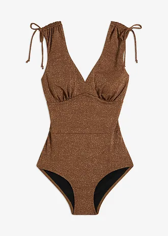 Maillot 1 pièce sculptant brillant, maintien léger • marron • Boutique bonprix