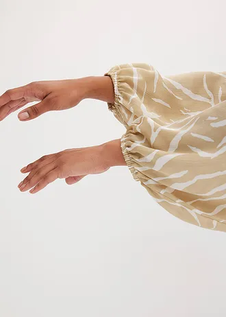 Gedessineerde tuniek van satijn • lichtbruin-wolwit • bonprix online shop