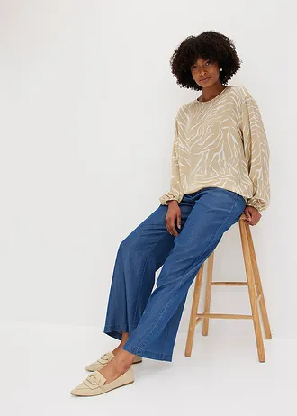 Gedessineerde tuniek van satijn • lichtbruin-wolwit • bonprix online shop