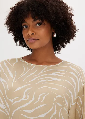 Gedessineerde tuniek van satijn • lichtbruin-wolwit • bonprix online shop