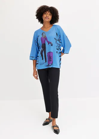 Sweter • niebiesko-czarny z nadrukiem • sklep bonprix