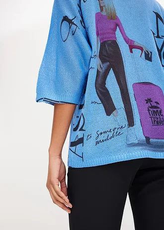 Trui • middenblauw/zwart gedessineerd • bonprix online shop