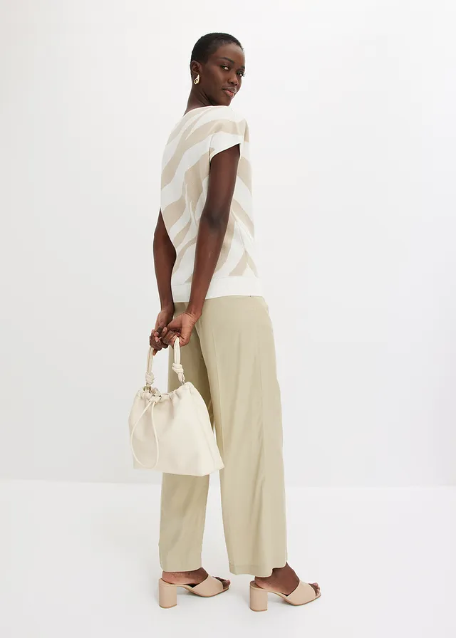 Pull en fine maille avec fil brillant • blanc cassé/gris pierre imprimé zèbre • product-page.page-title-suffix