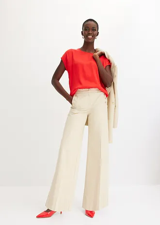 Twill broek met docoratieve knopen • lichtsand • bonprix online shop