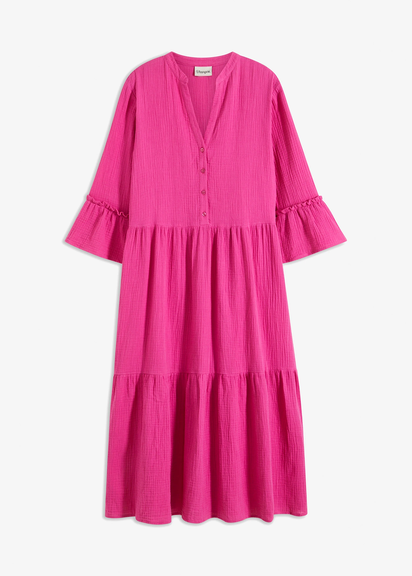 Robe midi en gaze de coton douce • fuchsia • Boutique bonprix