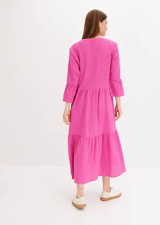 Rochie midi din muselină moale • roz-fucsia • magazin bonprix