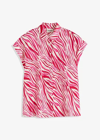 Halenka ze splývavého saténu • krémová/pink • bonprix obchod