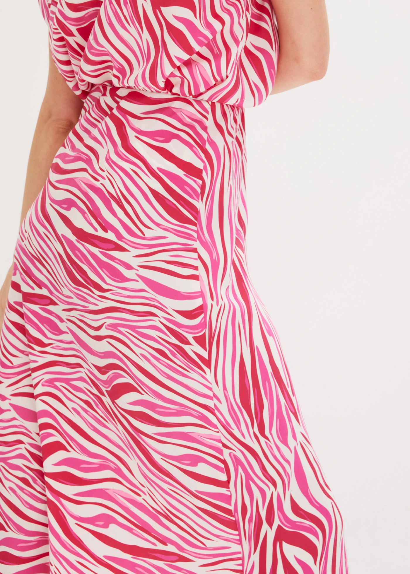 Jupe midi à taille élastiquée • crème-rose imprimé graphique • Boutique bonprix