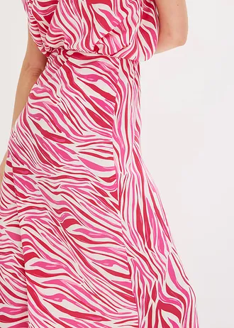 Jupe midi à taille élastiquée • crème-rose imprimé graphique • Boutique bonprix