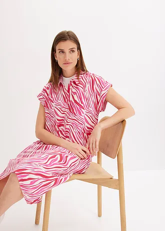 Halenka ze splývavého saténu • krémová/pink • bonprix obchod