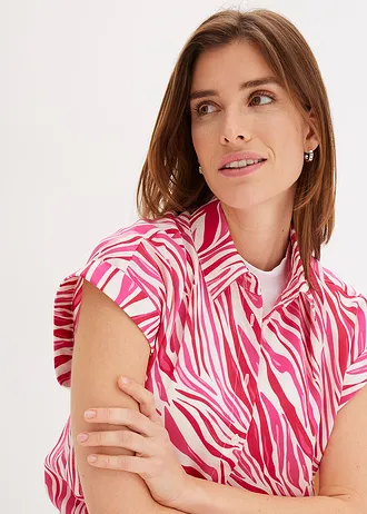 Halenka ze splývavého saténu • krémová/pink • bonprix obchod