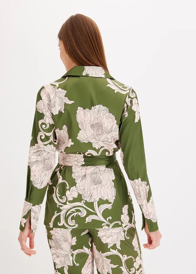 Gedessineerde blouse met satijn • groen gebloemd • product-page.page-title-suffix