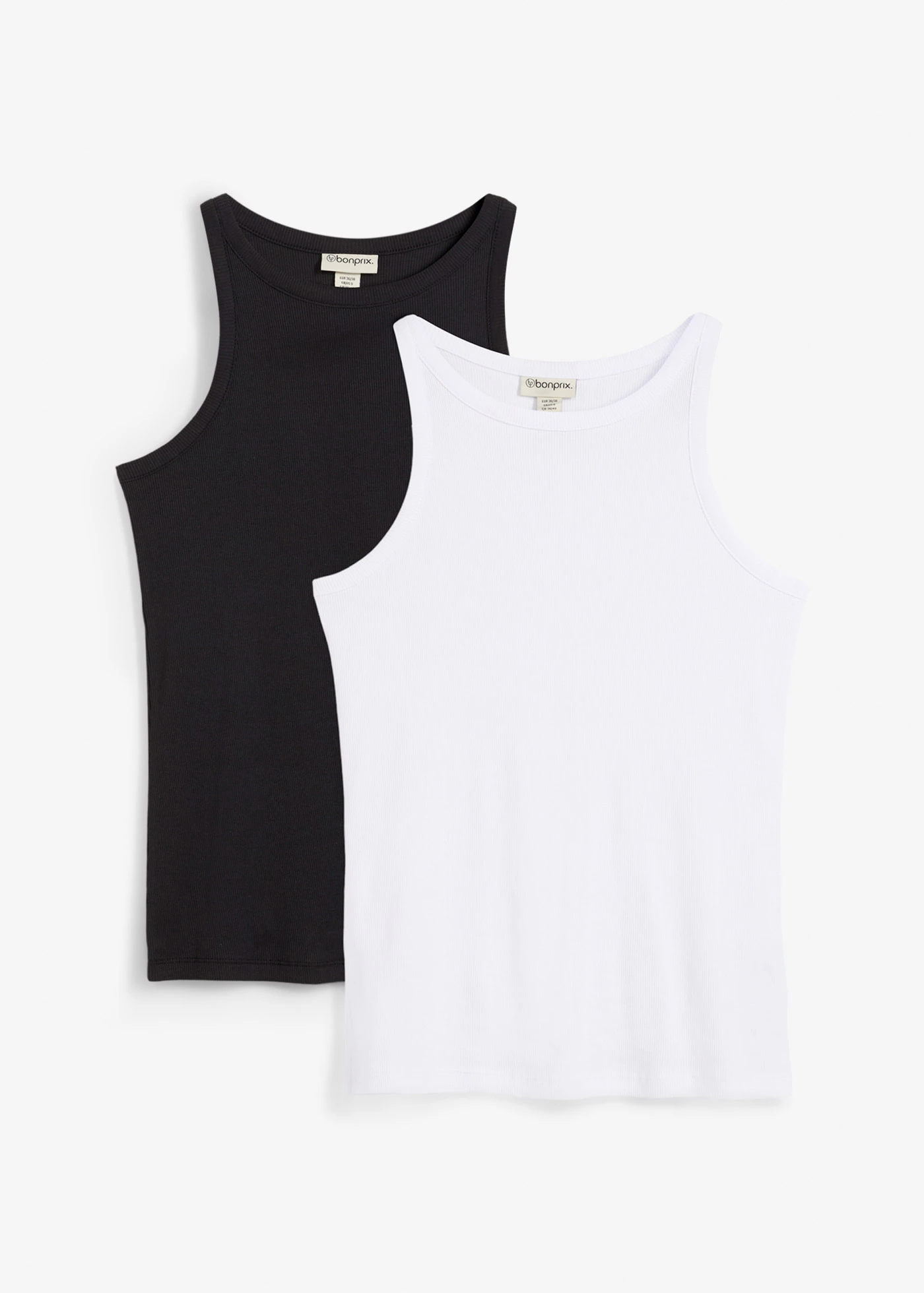 Maiou ripsat din bumbac organic 100% (set/2 buc.) • alb/negru • magazin bonprix