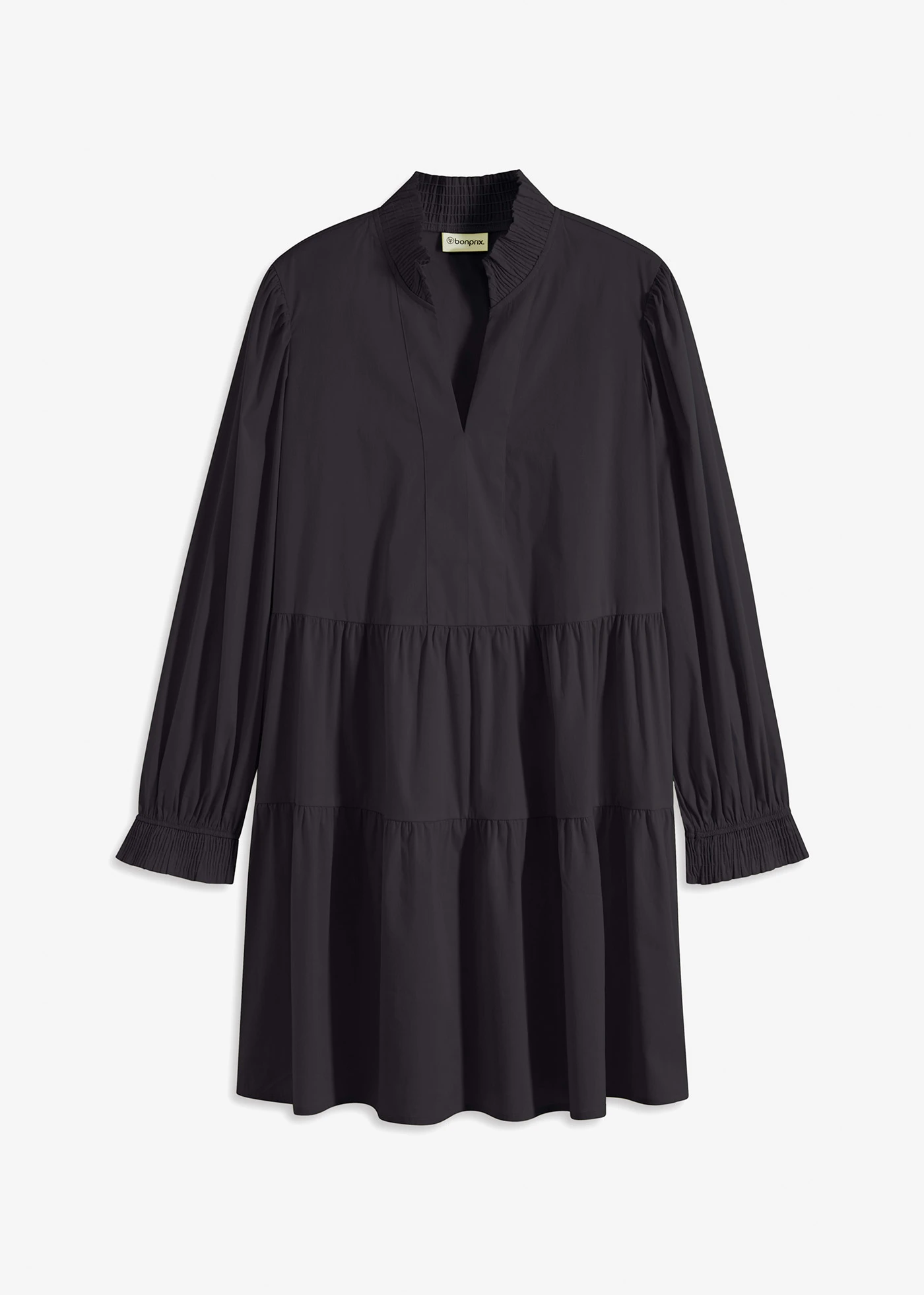 Mini jurk met volants • zwart • bonprix online shop