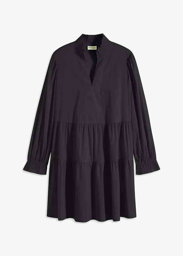 Mini jurk met volants • zwart • bonprix online shop