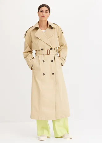 Oversized trenchcoat • groenbeige • bonprix online shop