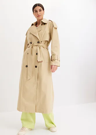 Oversized trenchcoat • groenbeige • bonprix online shop