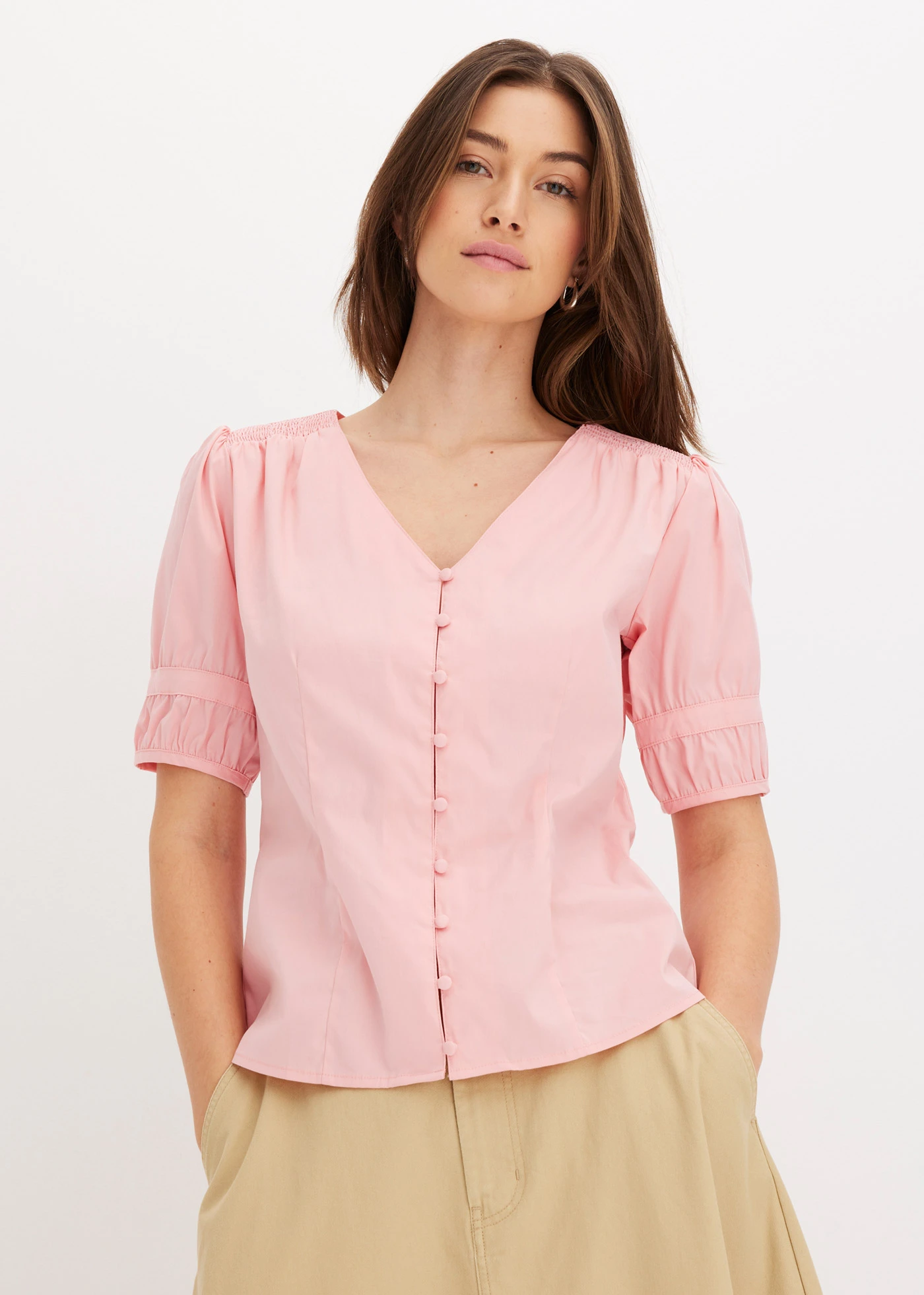 Blouse van een katoenmix • soft roze • bonprix online shop