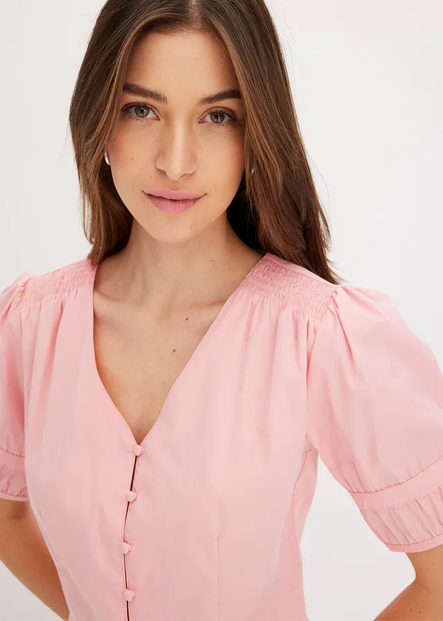 Halenka z bavlněné směsi • růžová • bonprix obchod