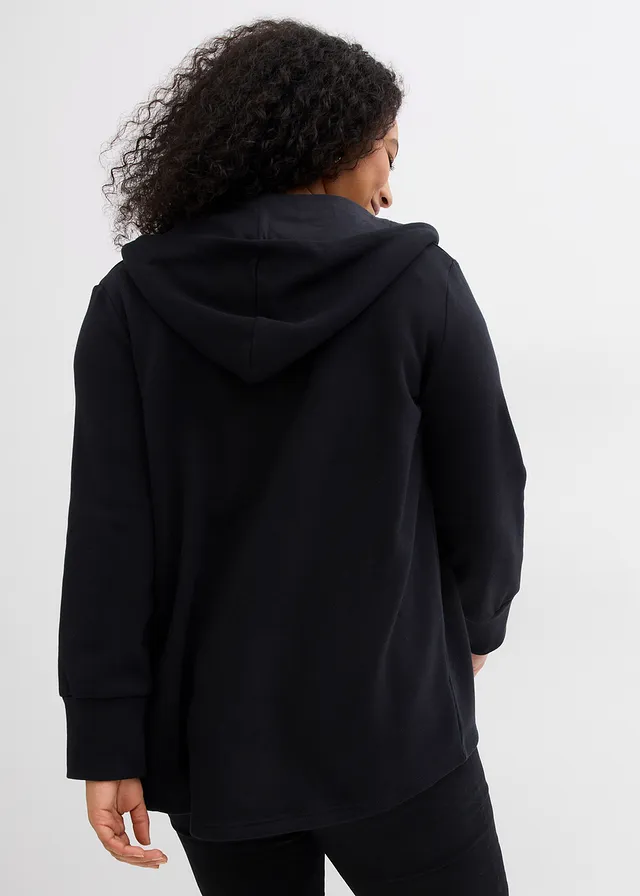 Super soft, lang sweatvest, Kleur: zwart
